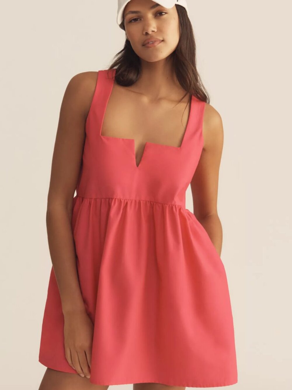 NWT Daily Practice Hot Pink Sleeveless Split-Neck Mini Dress S